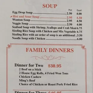 Menu as of 1/26/2023