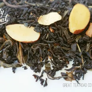 a close up of a pile of tea leaves