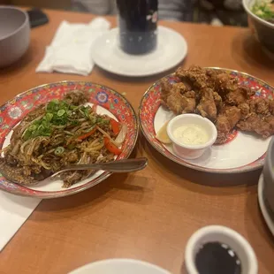 Vegetable fried rice and sesame chicken