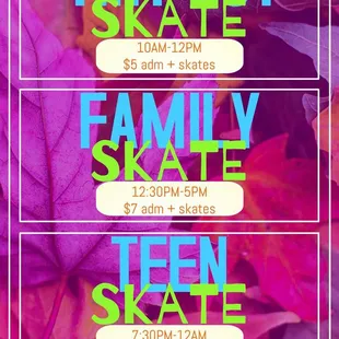 Our Normal Saturday Hours at Great United Skates