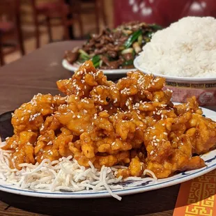 Sesame Chicken family dinner.