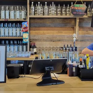 a man working at a bar