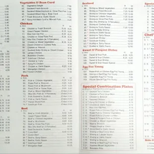 a menu for a restaurant