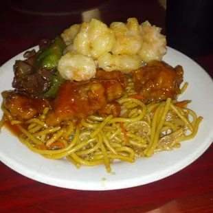 a plate of chinese food