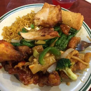 a plate of chinese food