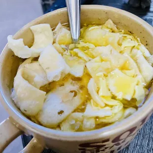 17. Egg Drop Soup with stale crunchy things
