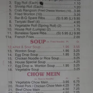 menu