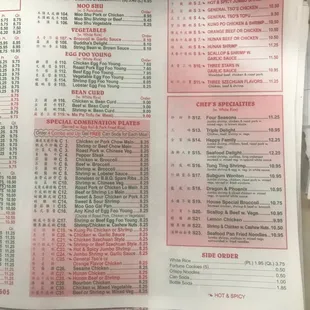 the menu