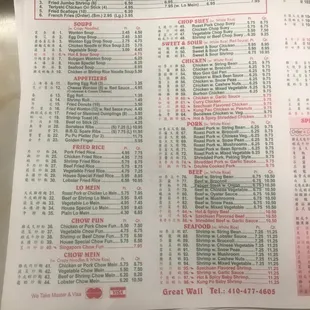 the menu