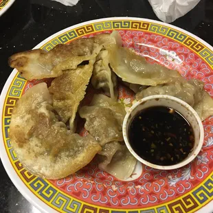 a plate of dumplings