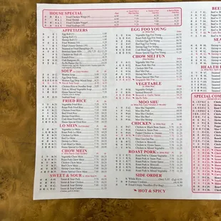 the menu