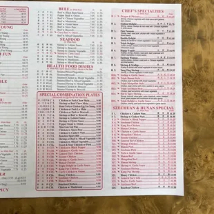 the menu