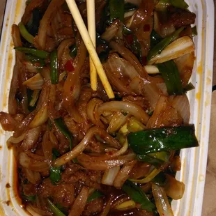 Mongolian beef, curry chicken, house lomein! Yummo