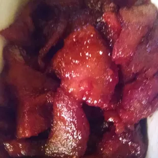 a close up of a meat dish