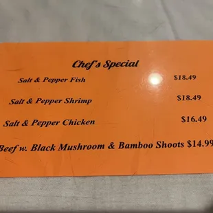 Chef's Specials