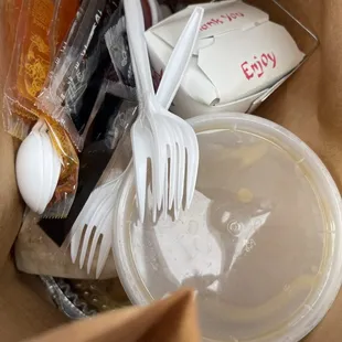 the contents of a take out box