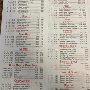 Updated menu