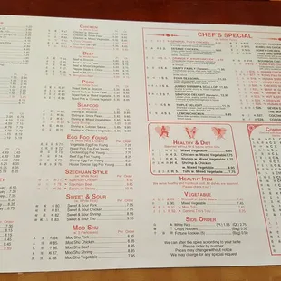 Menu 1 of 2. Prices only a tiny bit higher than 2 yrs ago.