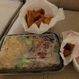 a tray of food