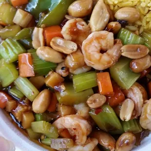 Kung pao shrimp lunch special with fried rice