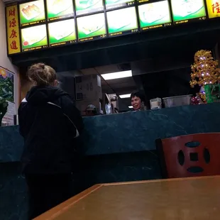 a woman ordering food