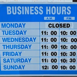 These are their hours of operation.  Photo taken November 1, 2022.