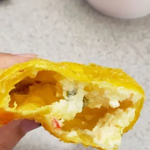 Crab rangoon was not good at all. Little to no filling. This one had the most out of all of them and as you can see it is barely filled.