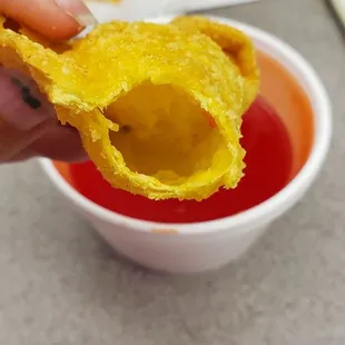 All of my crab rangoon looked like this. Disgraceful. Don't waste your money.