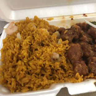 This is not shrimp fried rice, this is fried rice with shrimp in it, and it didn't taste like any fried rice I've ever had