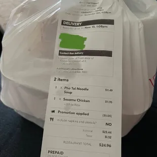 To-go receipt