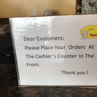 Where else could you place the order other than at the Cashiers Counter.