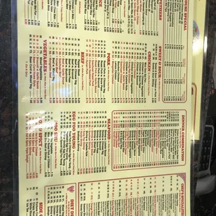 This is the current price menu