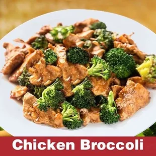 a plate of chicken broccoli and mushrooms