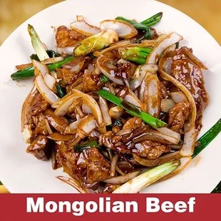 a plate of beef and onions