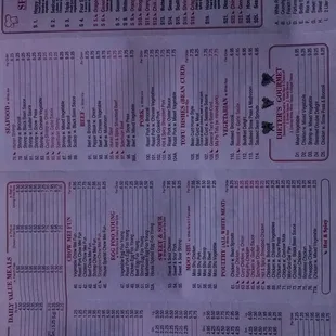 Full menu