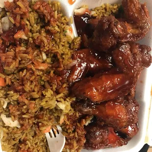 Braised wings and rice