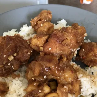 Sesame chicken and rice