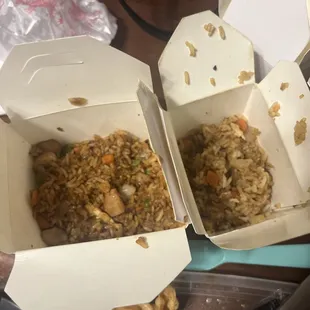 Chicken fried rice -- shrimp fried rice