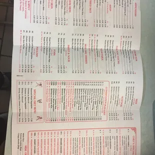 a menu for a restaurant
