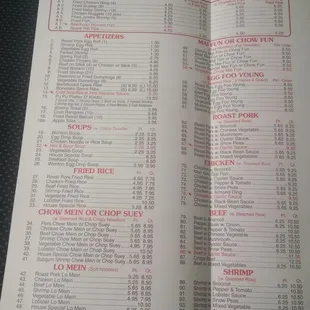 a menu for a restaurant