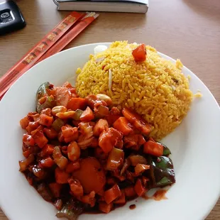 a plate of food on a table