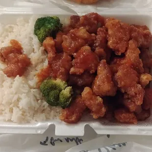 Honey chicken w/ a side of egg rolls