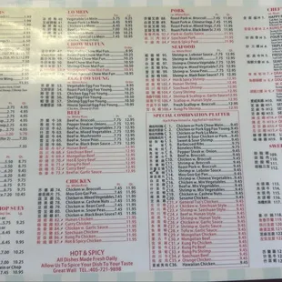 menu
