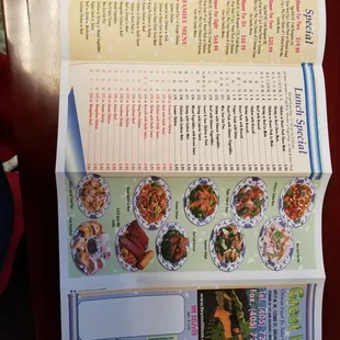Back side of menu