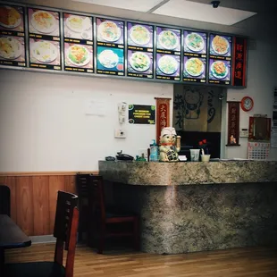 the counter and menus