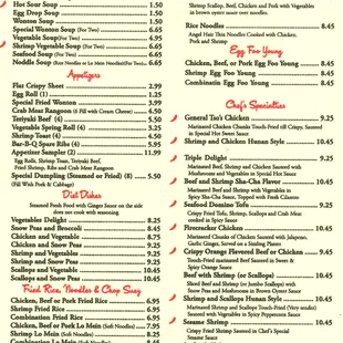 sushi and sashimi, menu