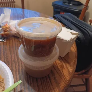 Hot and sour soup  Sauce for egg foo young on bottom