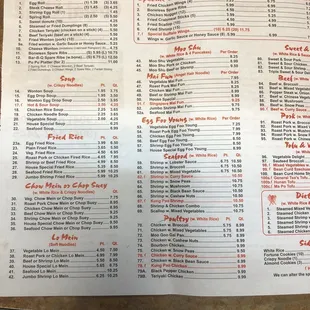 sushi and sashimi, menu