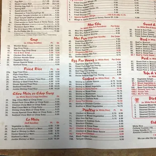 sushi and sashimi, menu