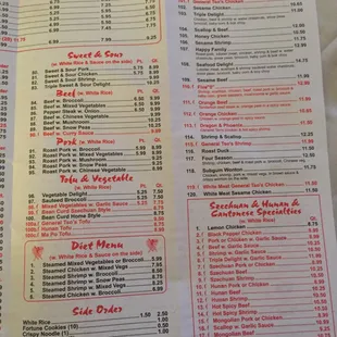 sushi and sashimi, menu